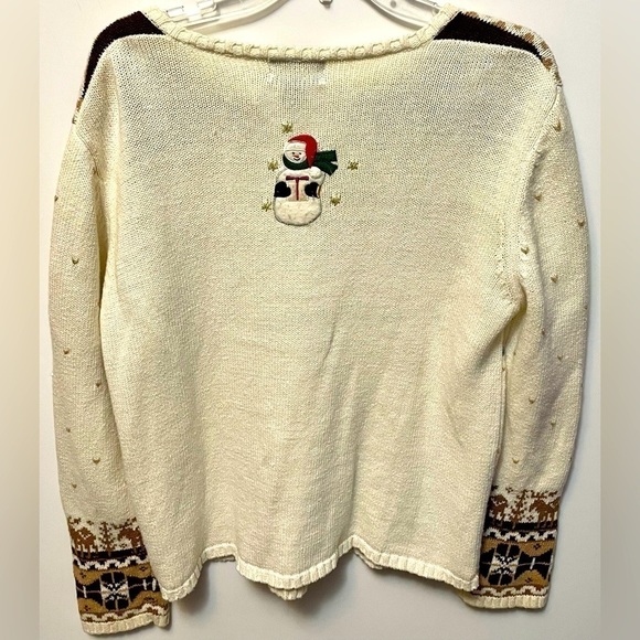 designer Originals Studio Joy Vintage Snowman Cardigan Sweater, Size Large, 3D - Picture 12 of 12